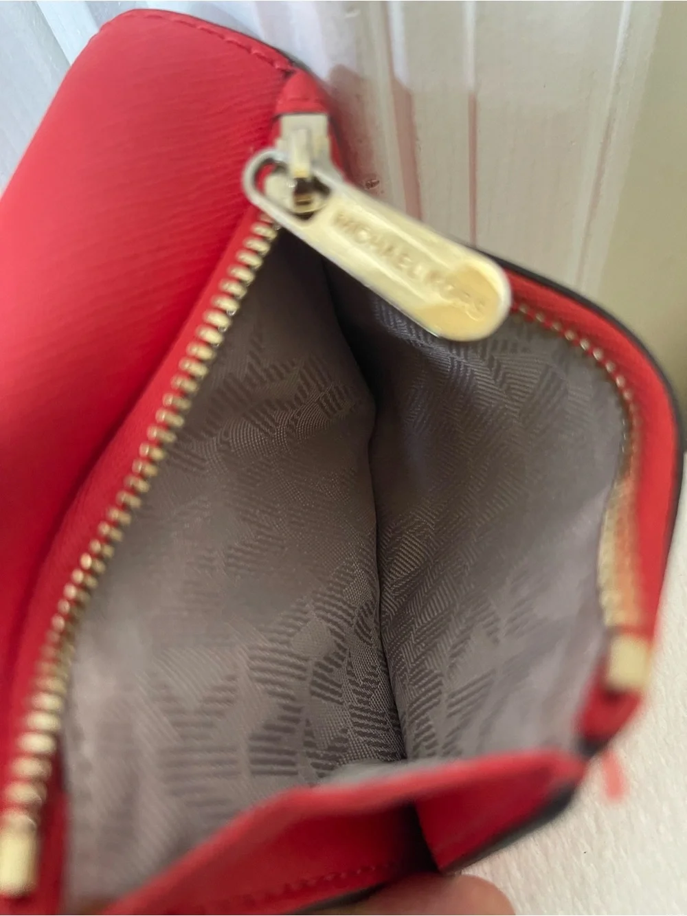 Michael Kors Red Leather Bifold Wallet with Gold Logo